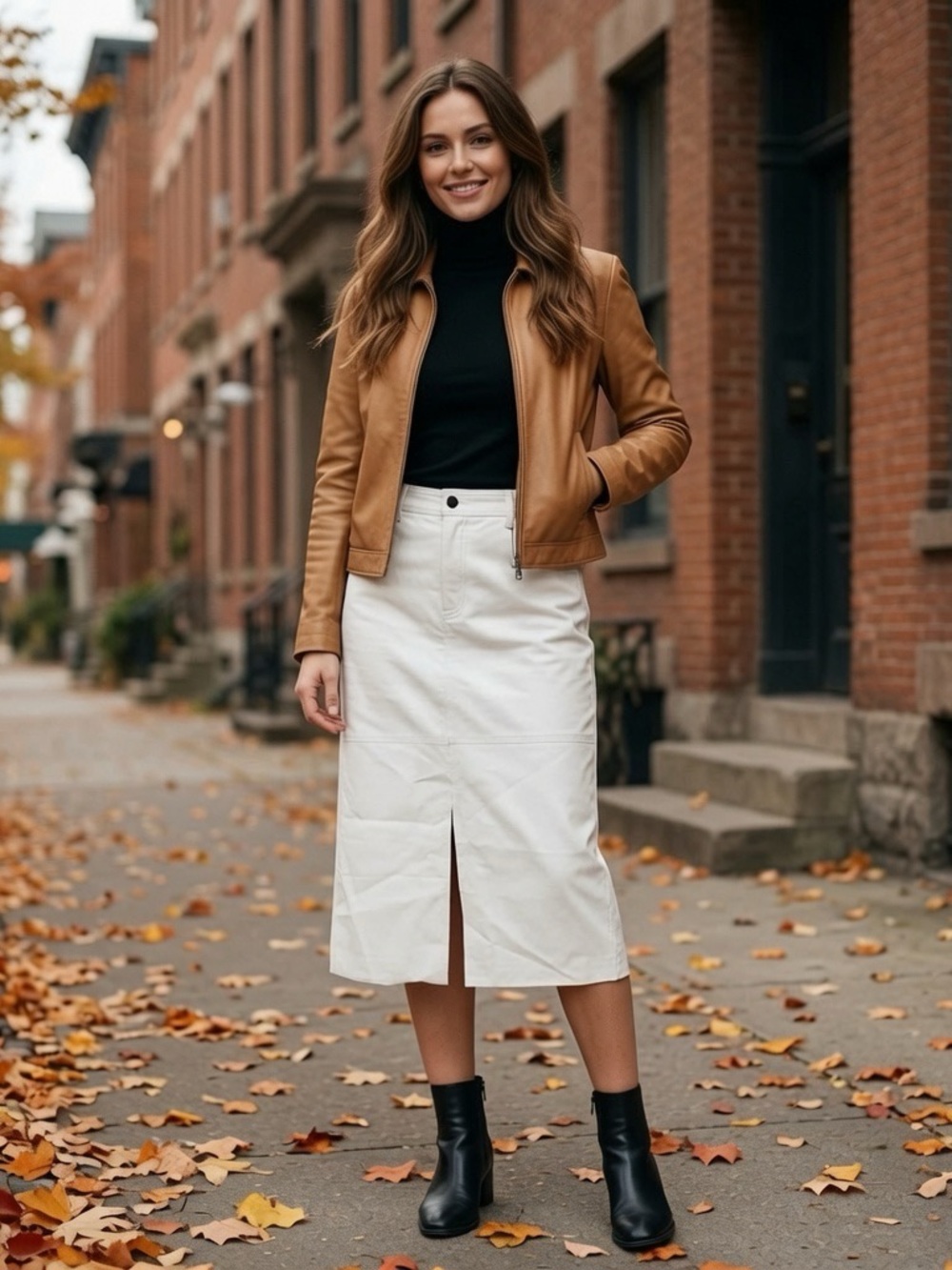 Sanctuary Classic White Midi Skirt with Front Slit vegan leather size 28 NWT